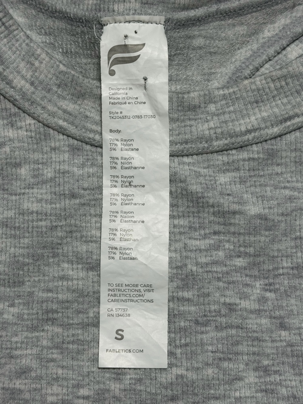 Fabletics Heather Gray Ribbed Racerback Bodysuit Size Small - Picture 2 of 3